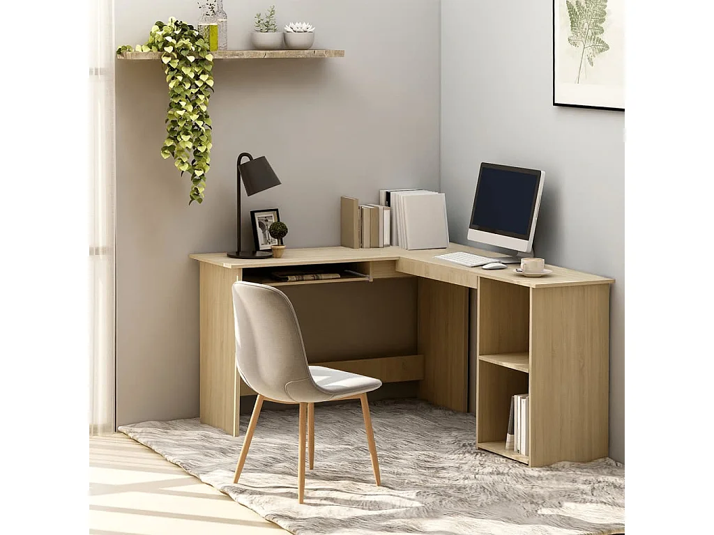 Skive  Bureau d'angle en forme de L Chêne sonoma Bois d'ingénierie