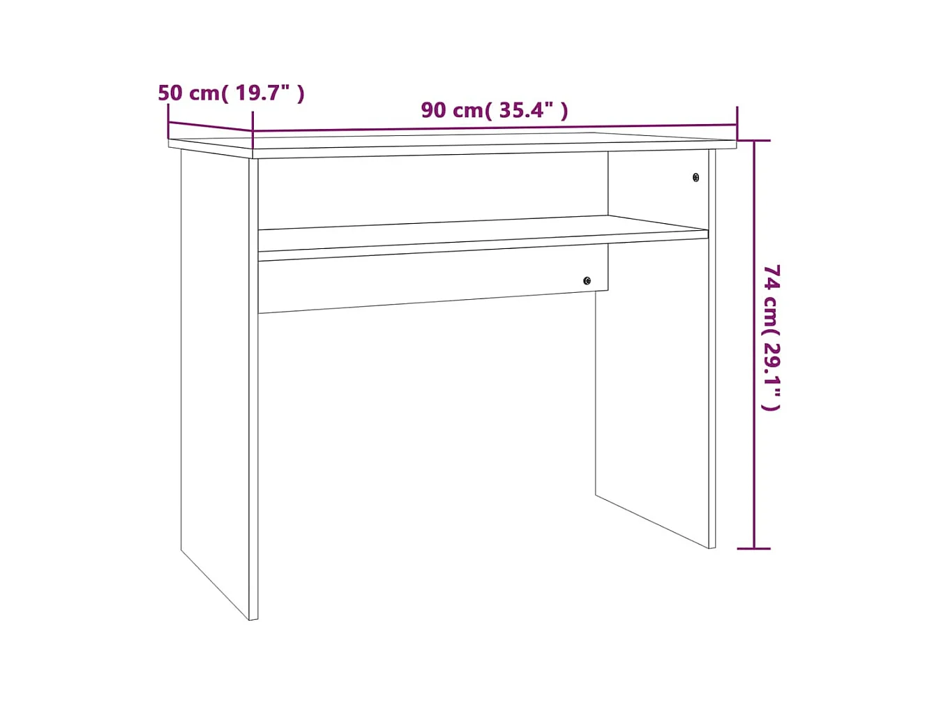 Wiek  Bureau Sonoma gris 90x50x74 cm Bois d'ingénierie
