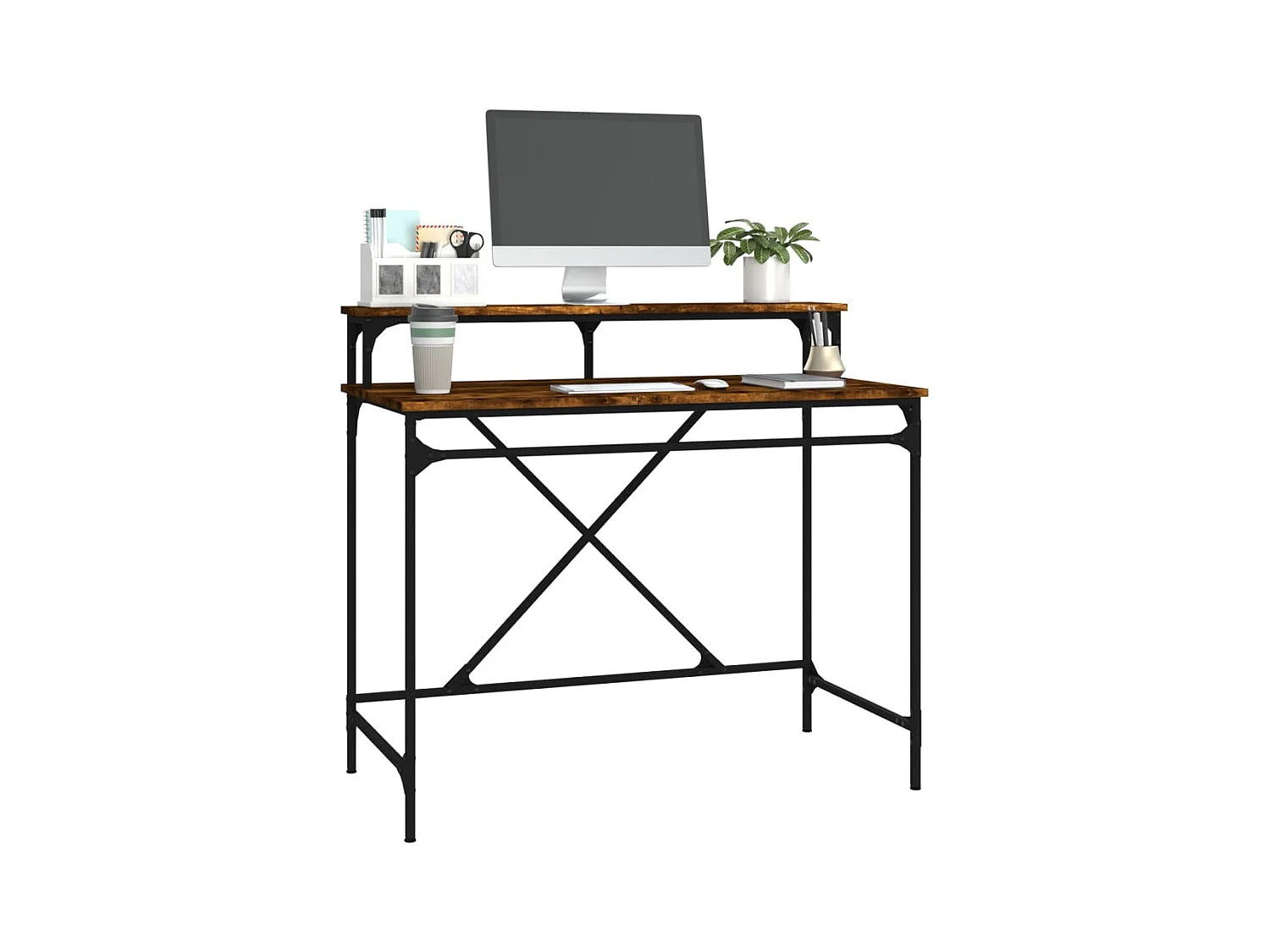 Fole  Bureau chêne fumé 100x50x90 cm bois d'ingénierie et fer