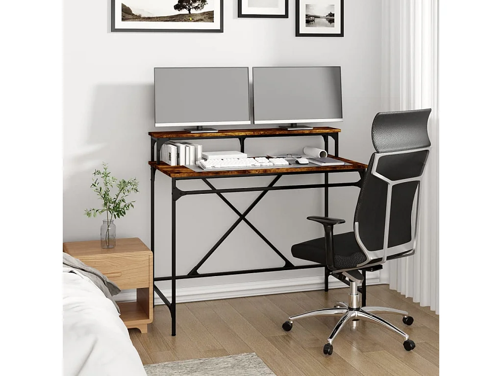 Fole  Bureau chêne fumé 100x50x90 cm bois d'ingénierie et fer