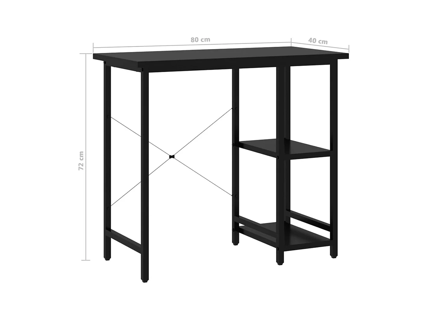 Drenin  Bureau d'ordinateur Noir 80x40x72 cm MDF et métal
