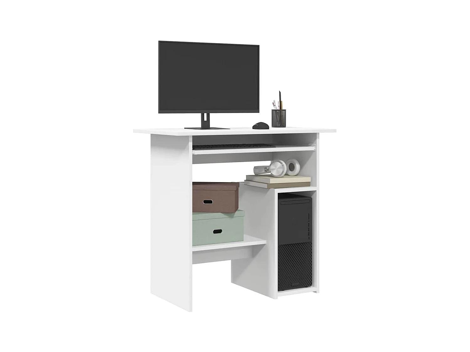 Liza  Bureau Blanc 80x45x74 cm Bois d’ingénierie