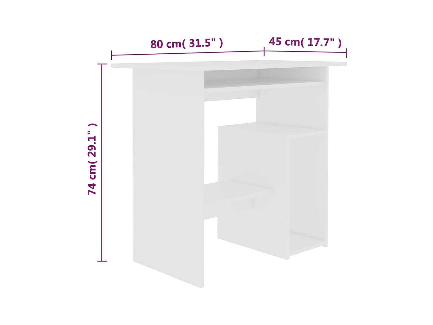 Liza  Bureau Blanc 80x45x74 cm Bois d’ingénierie