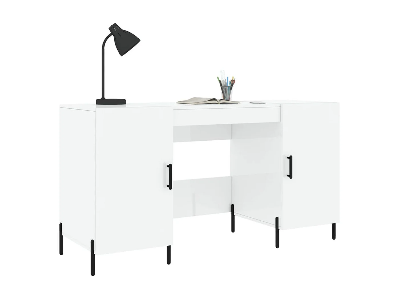 Fort Payne  Bureau Blanc brillant 140x50x75 cm Bois d'ingénierie