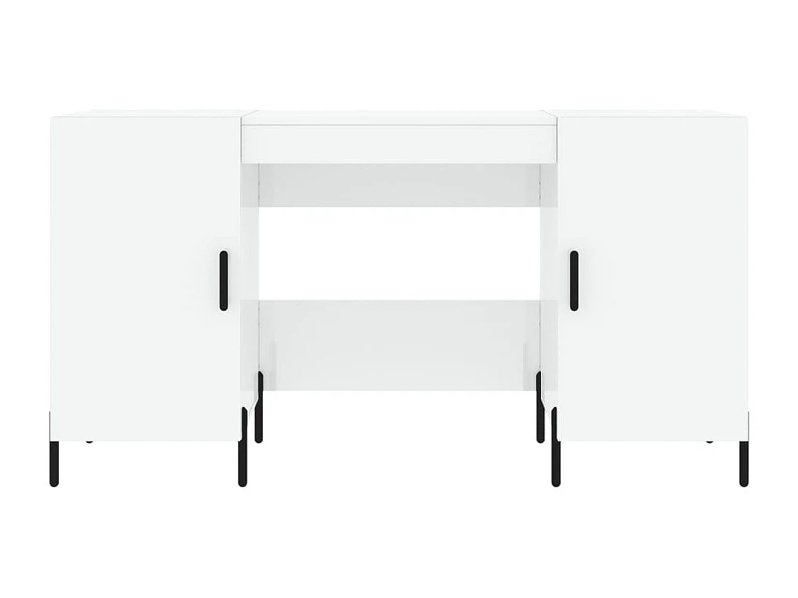 Fort Payne  Bureau Blanc brillant 140x50x75 cm Bois d'ingénierie