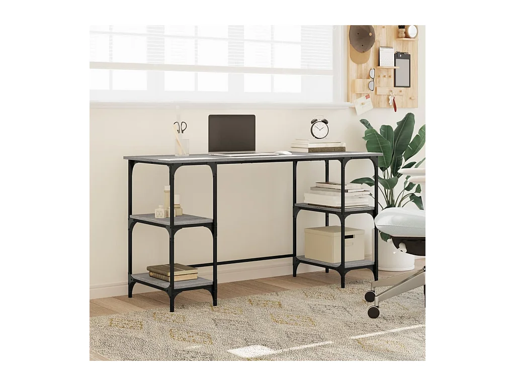 Caragh  Bureau sonoma gris 140x50x75 cm métal et bois d'ingénierie