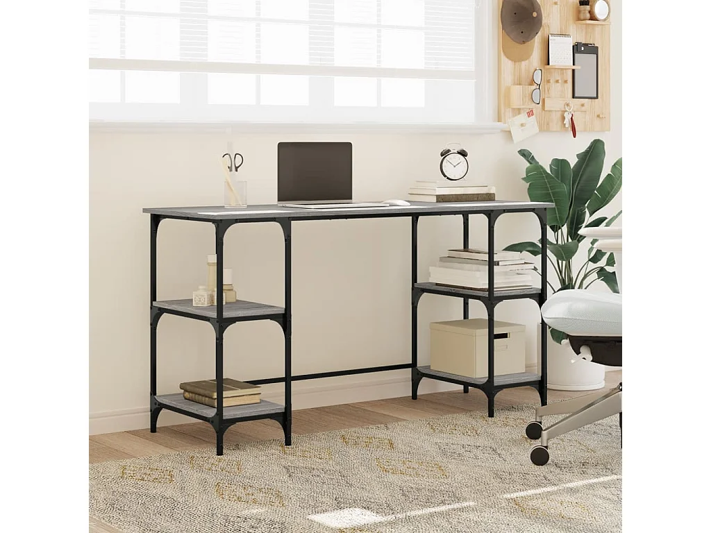 Caragh  Bureau sonoma gris 140x50x75 cm métal et bois d'ingénierie