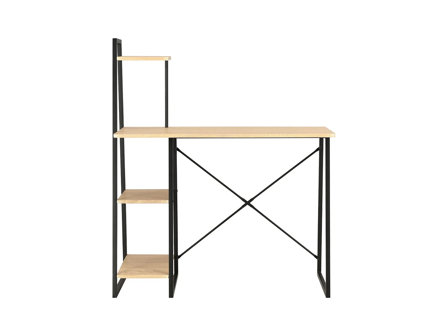 Brynsi  Bureau avec étagère Noir et chêne 102x50x117 cm