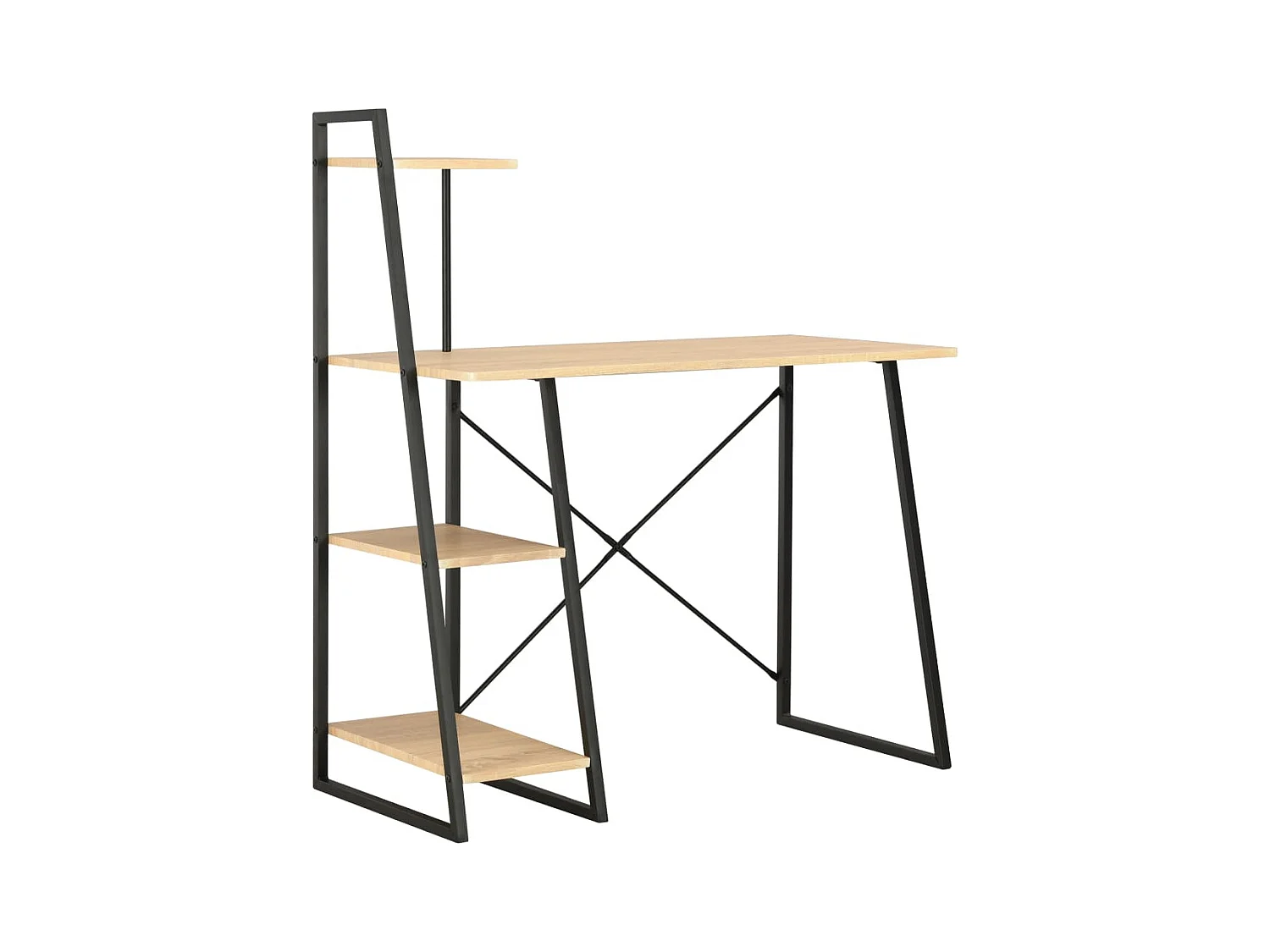 Brynsi  Bureau avec étagère Noir et chêne 102x50x117 cm