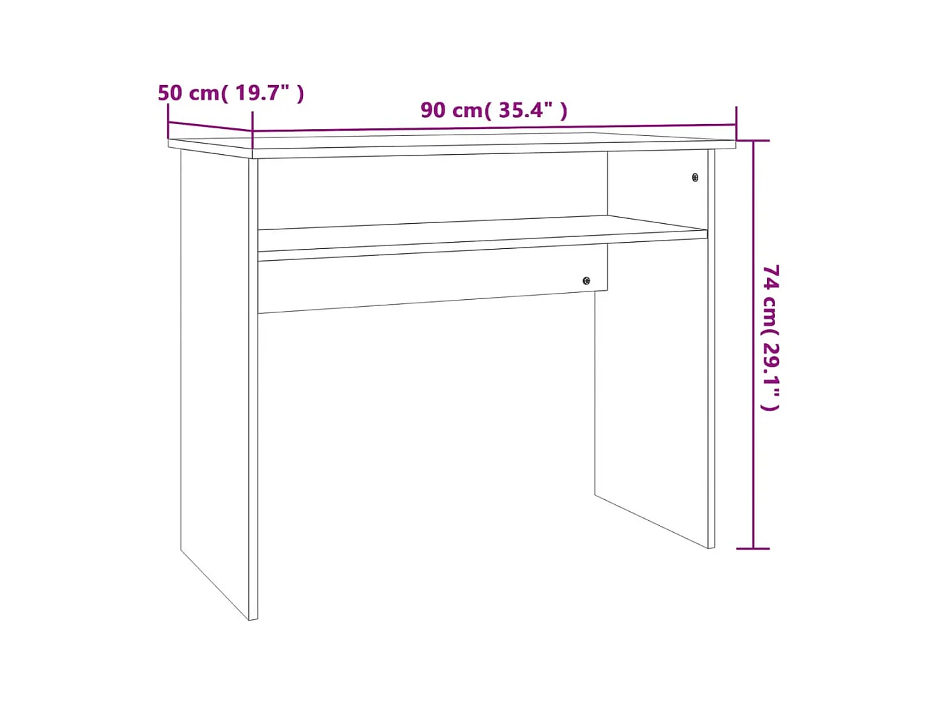 Wiek  Bureau Gris béton 90x50x74 cm Bois d'ingénierie
