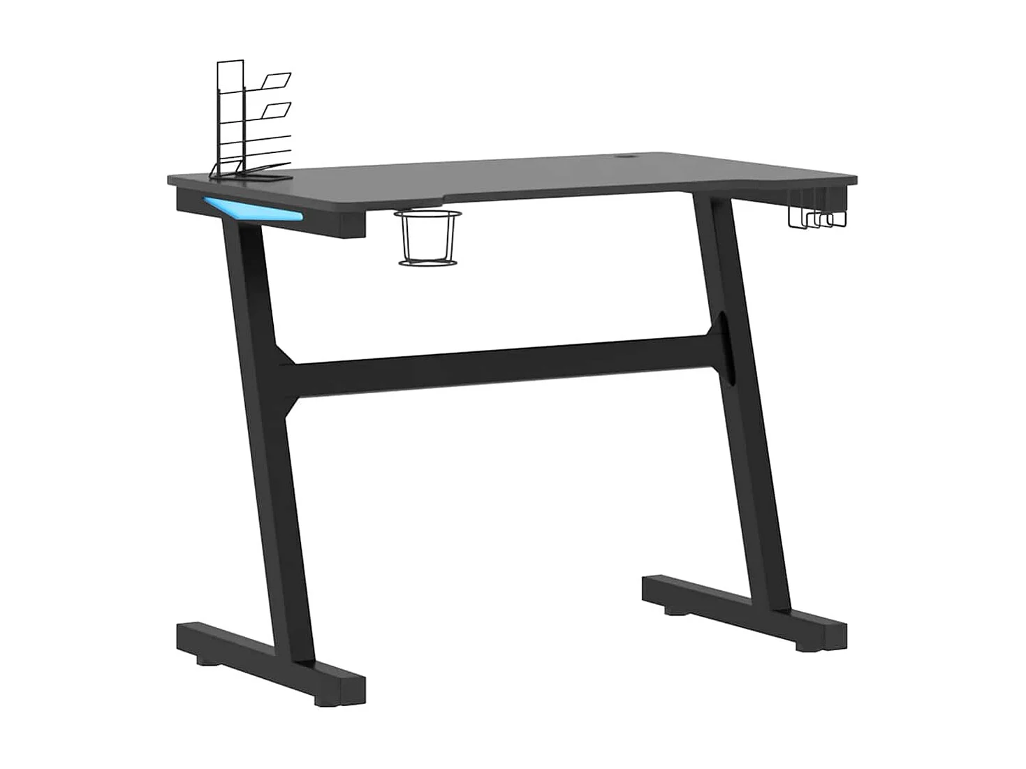 Luc-Jean-Marie  Bureau de jeu à LED avec pieds en forme de Z Noir 90x60x75 cm