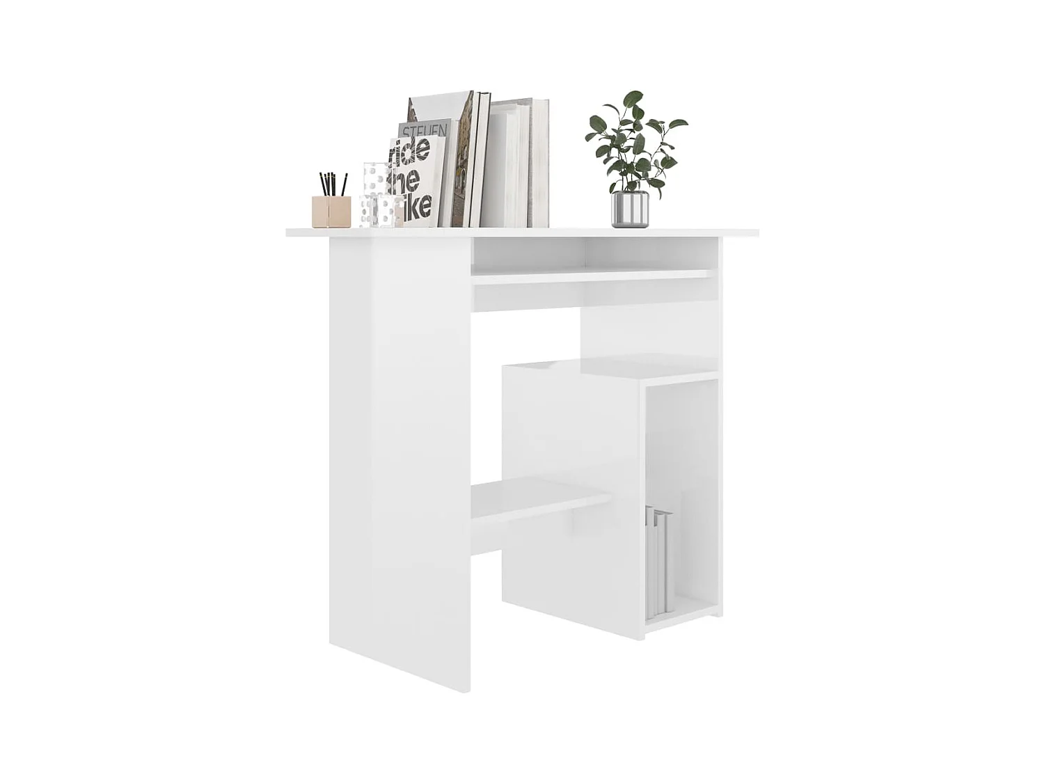 Liza  Bureau Blanc brillant 80x45x74 cm Bois d’ingénierie