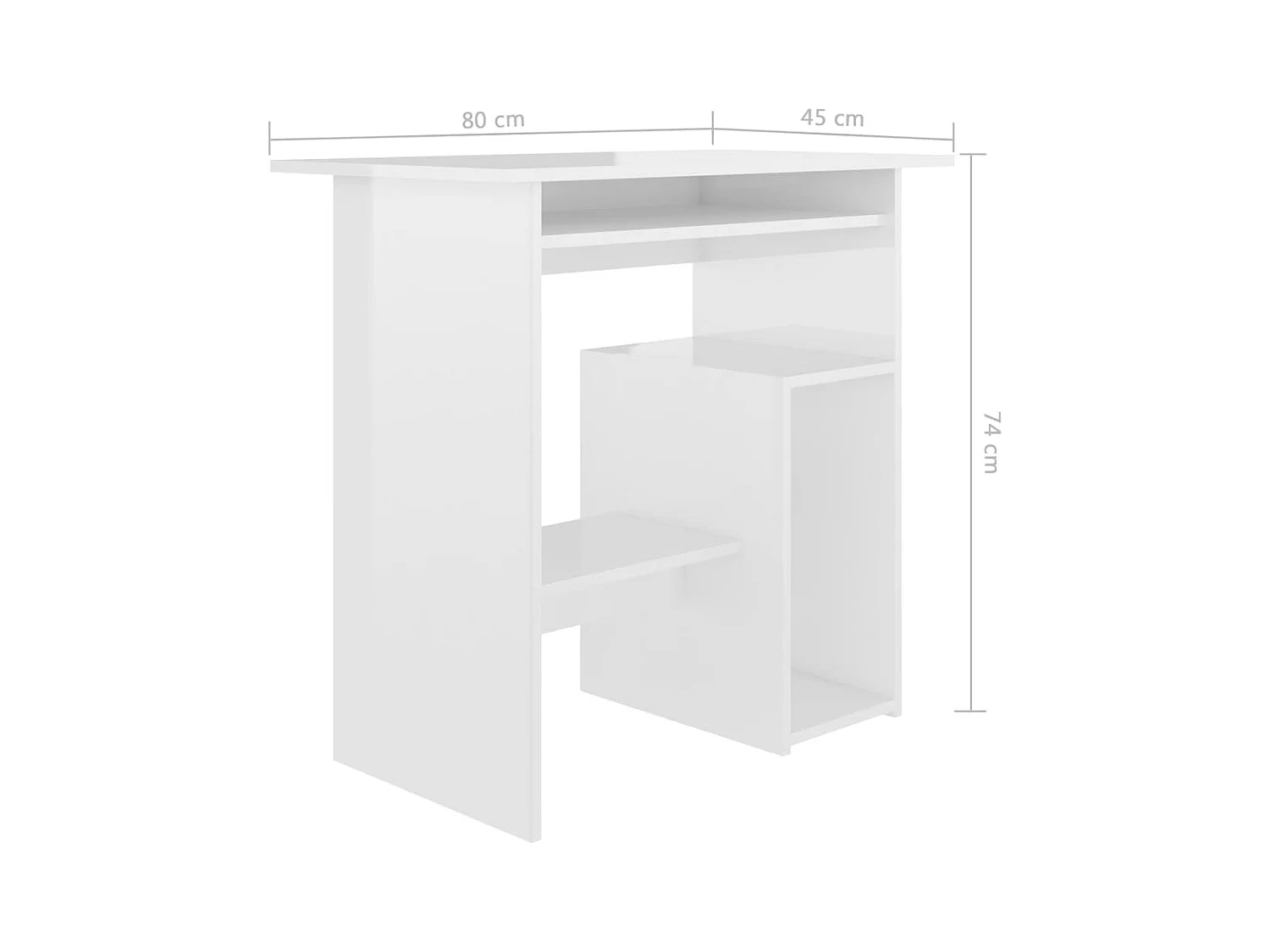 Liza  Bureau Blanc brillant 80x45x74 cm Bois d’ingénierie