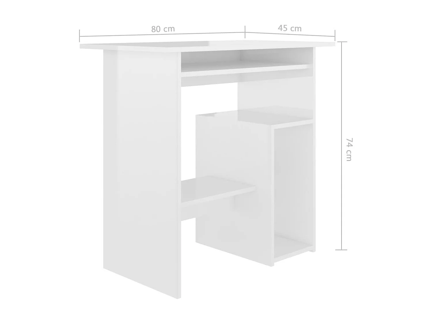 Liza  Bureau Blanc brillant 80x45x74 cm Bois d’ingénierie