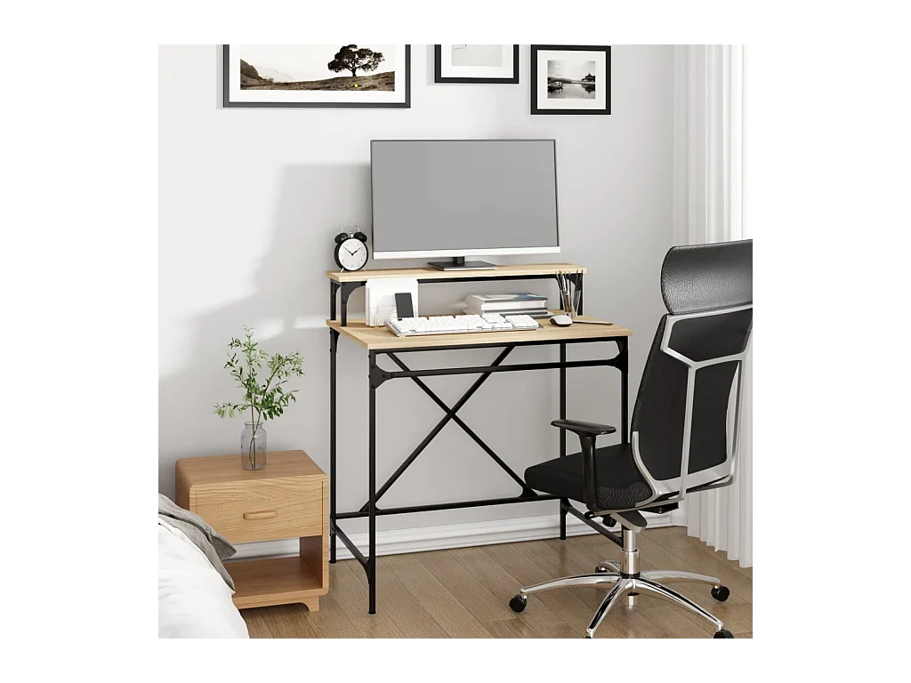 Fole  Bureau chêne sonoma 80x50x90 cm bois d'ingénierie et fer