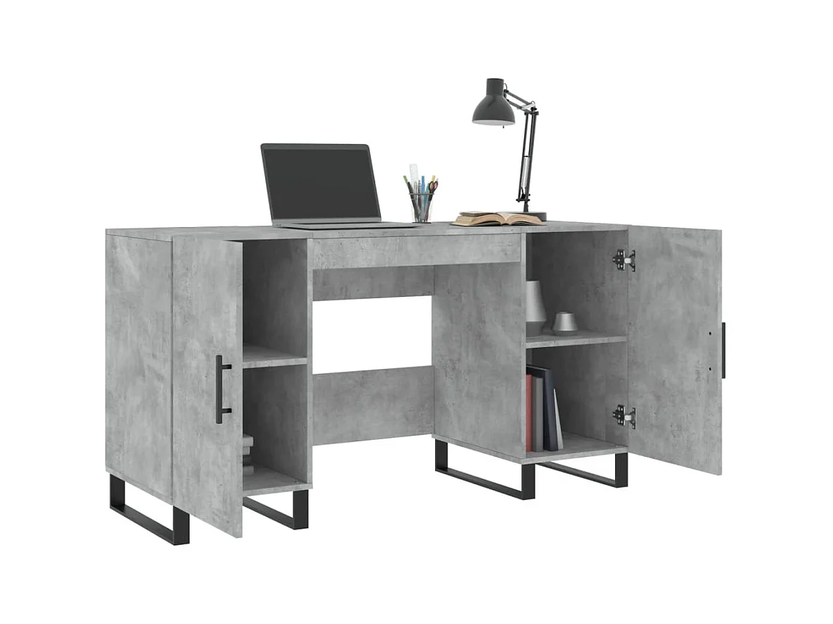 Sarlat-la-Canéda  Bureau gris béton 140x50x75 cm bois d'ingénierie