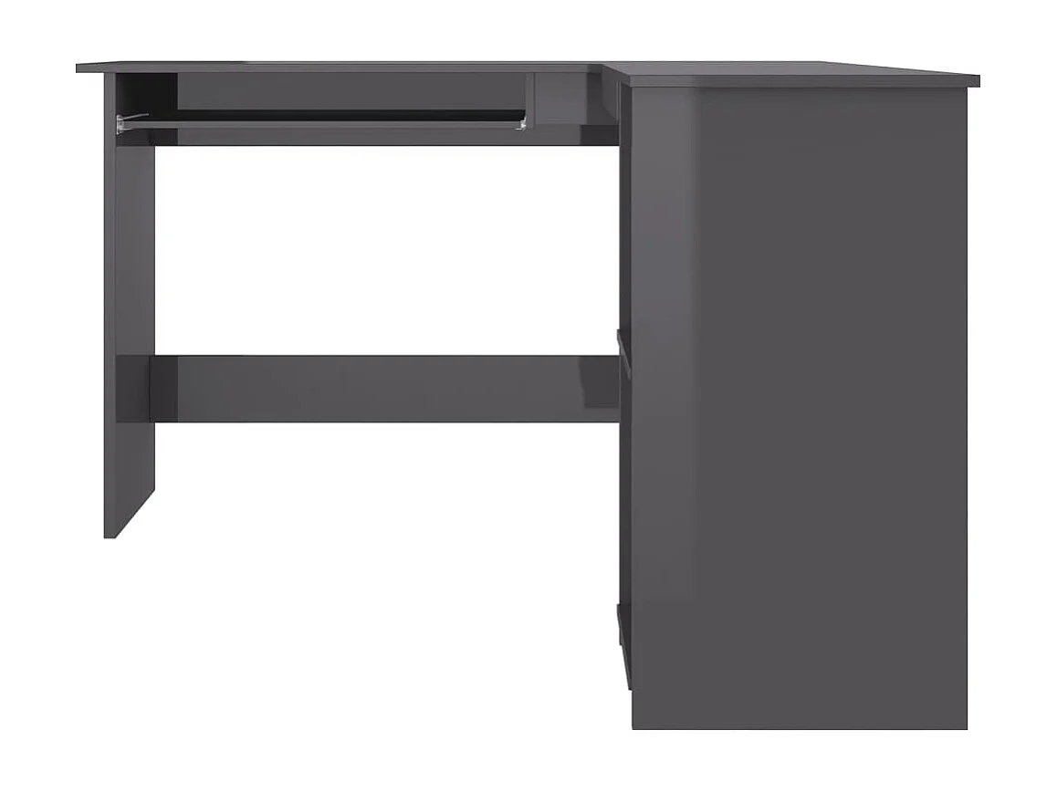 Skive  Bureau d'angle forme de L Gris brillant 120x140x75cm Aggloméré
