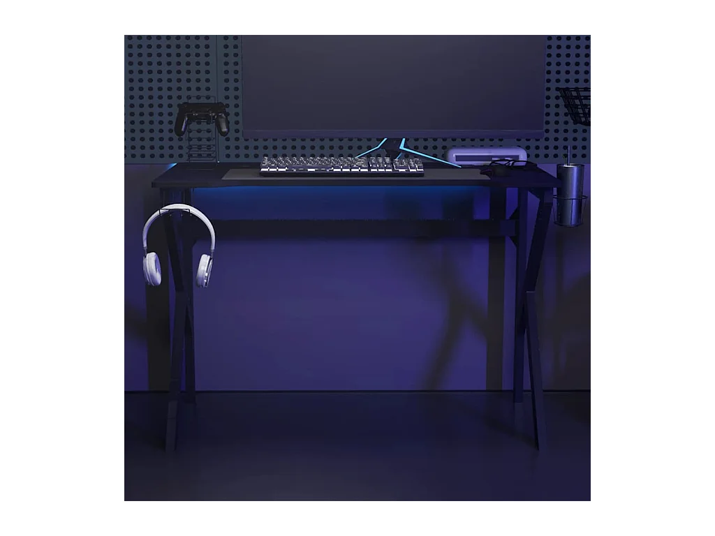 Faril  Bureau de jeu avec pieds en forme de K Noir 110x60x75 cm