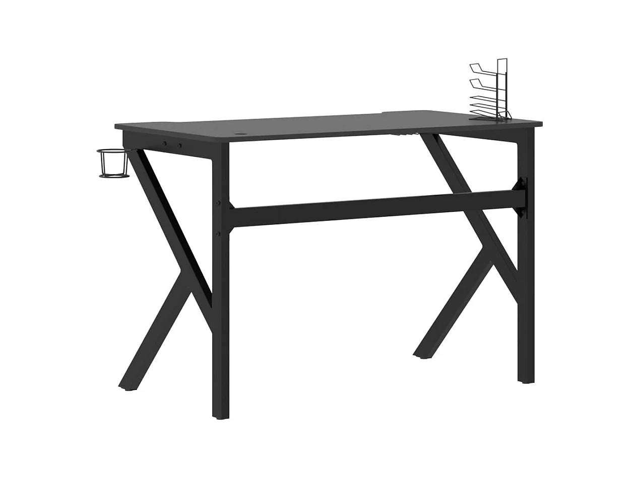 Faril  Bureau de jeu avec pieds en forme de K Noir 110x60x75 cm