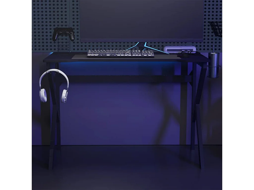 Faril  Gamingbureau met K-vormige poten 110x60x75 cm zwart