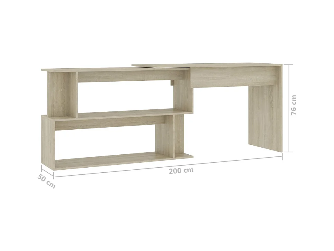 Jakobstad  Bureau d'angle Chêne sonoma 200x50x76 cm Bois d’ingénierie