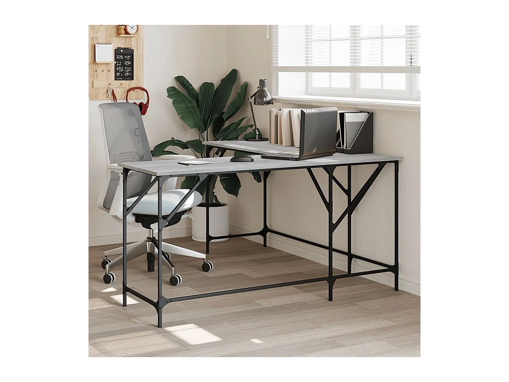 Olyn  Bureau sonoma gris 149x149x75 cm bois d'ingénierie