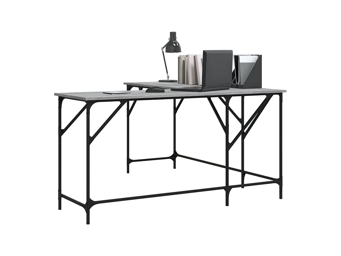 Olyn  Bureau sonoma gris 149x149x75 cm bois d'ingénierie