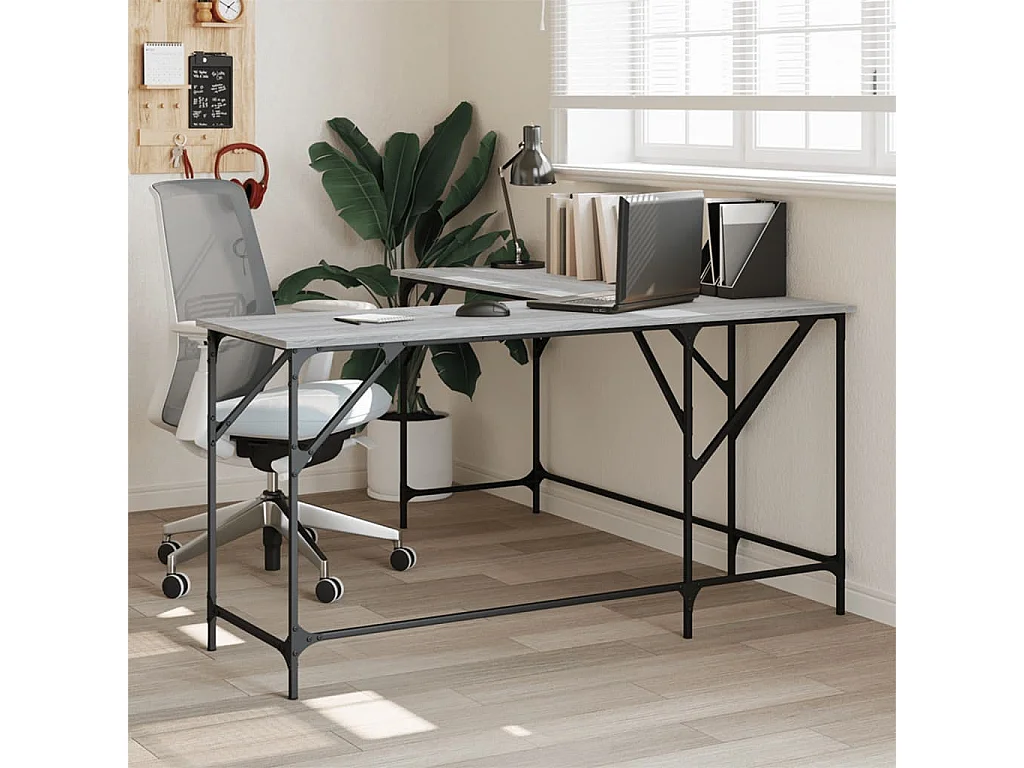 Olyn  Bureau sonoma gris 149x149x75 cm bois d'ingénierie