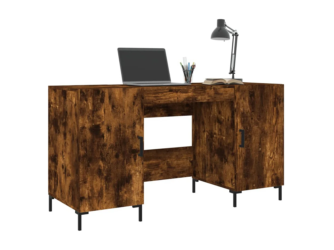 Ljorin  Bureau chêne fumé 140x50x75 cm bois d'ingénierie