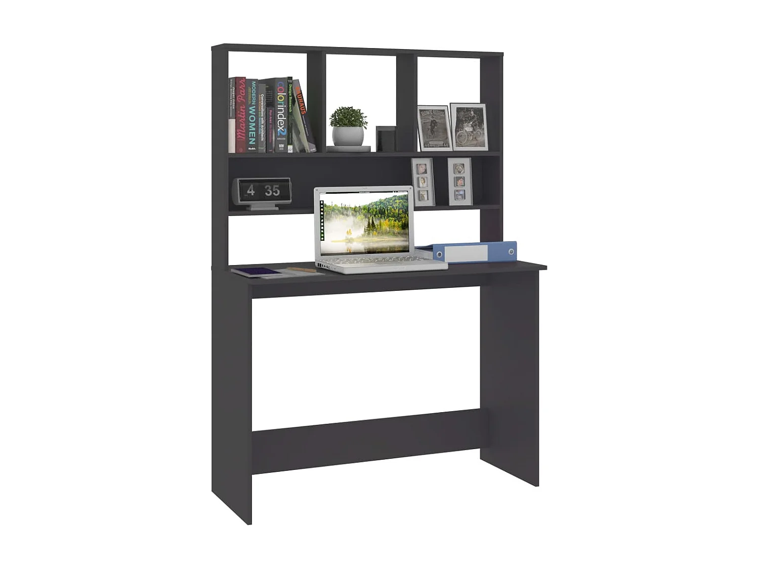 Jomala  Bureau avec étagères Gris 110x45x157 cm Bois d'ingénierie