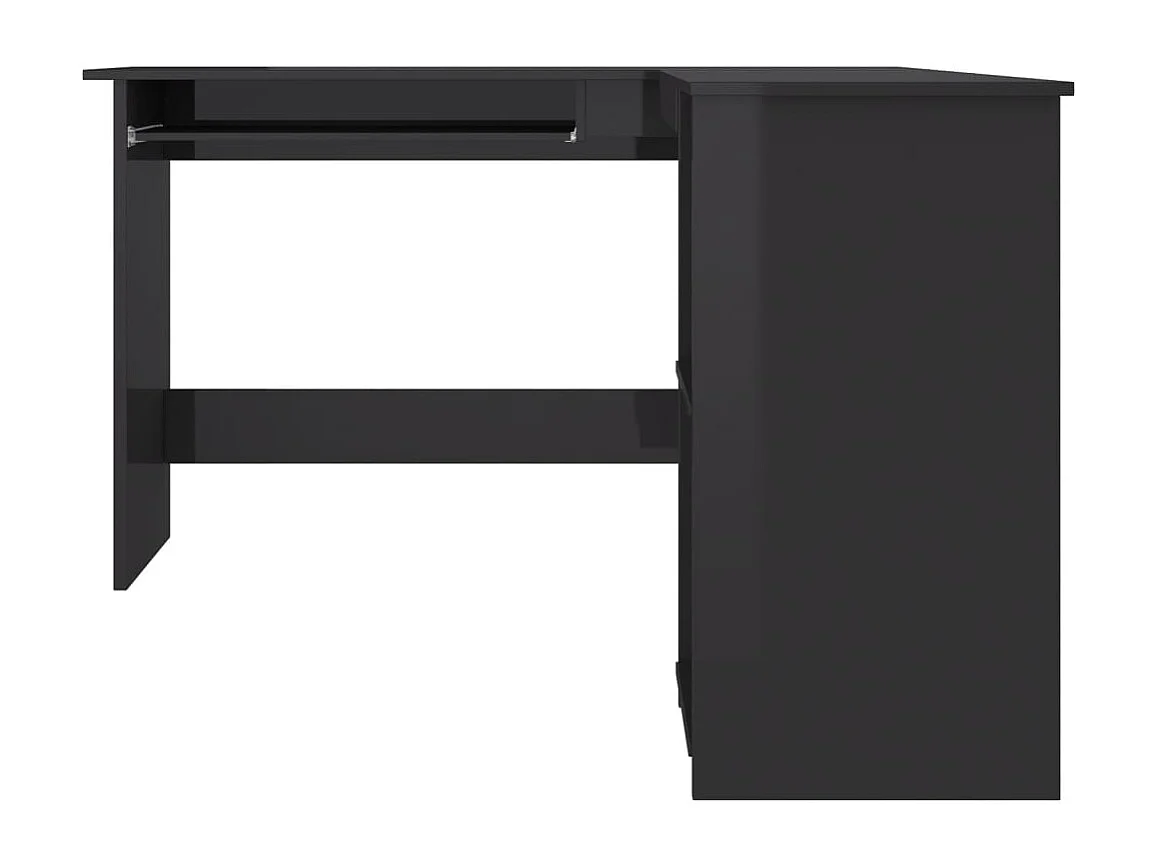 Skive  Escritorio forma de L contrachapada negro brillo 120x140x75 cm