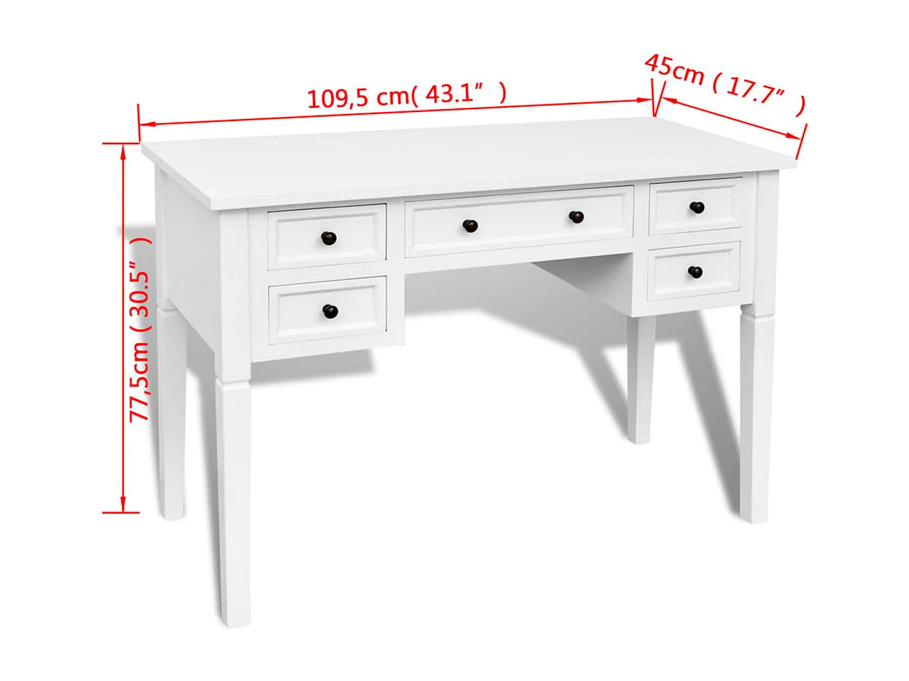 Pilvi Bureau blanc à 5 tiroirs
