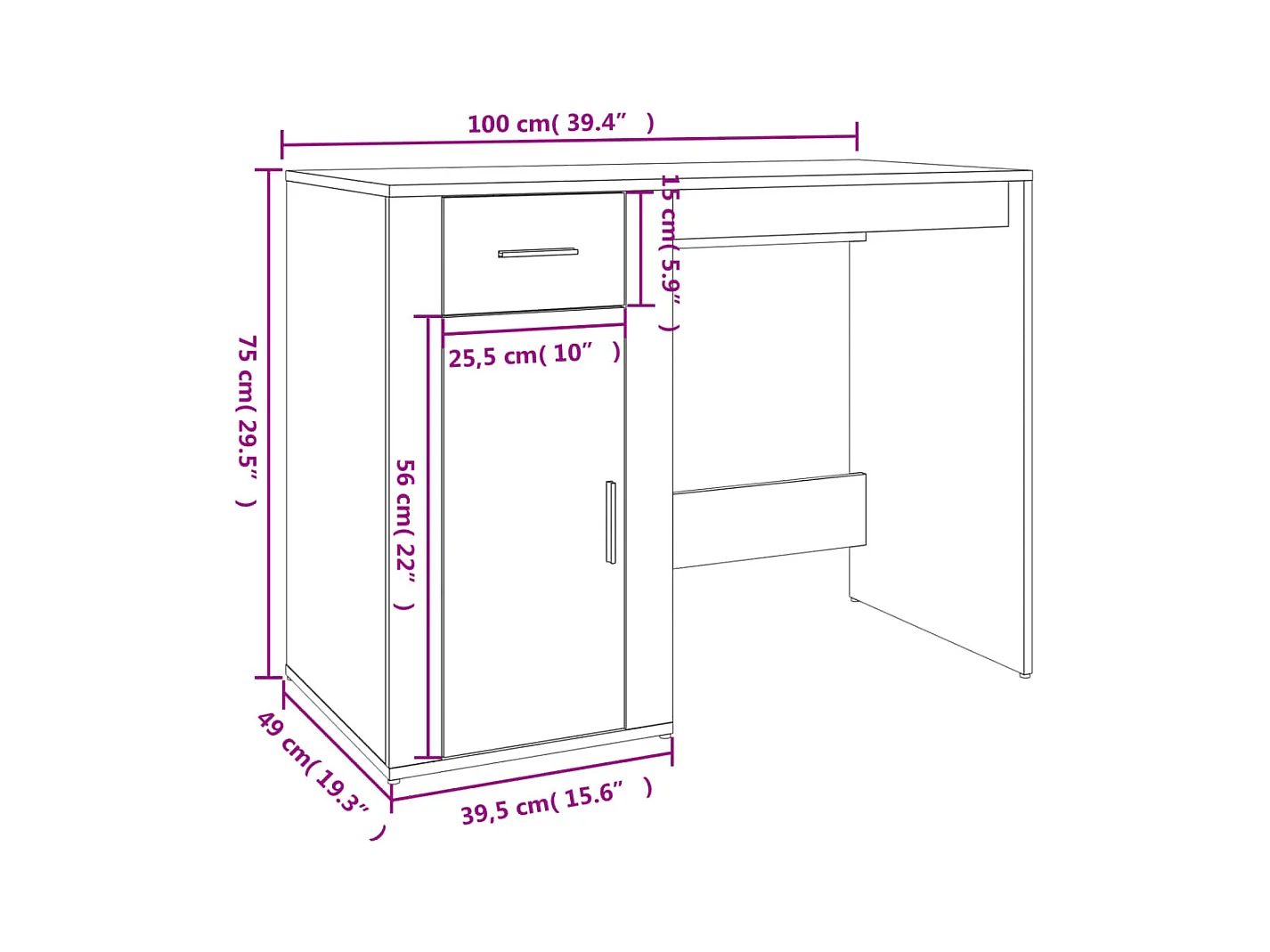 Thyra  Bureau avec armoire sonoma gris bois d'ingénierie