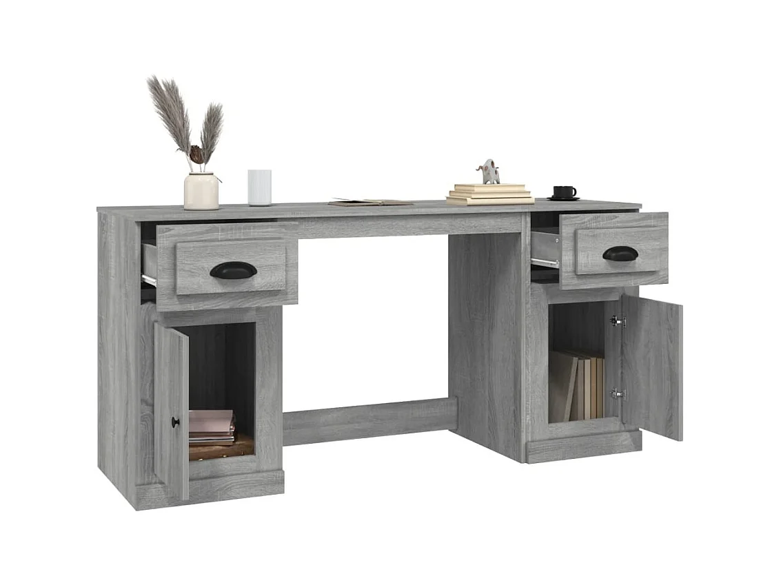 Hakan  Bureau avec armoire sonoma gris bois d'ingénierie