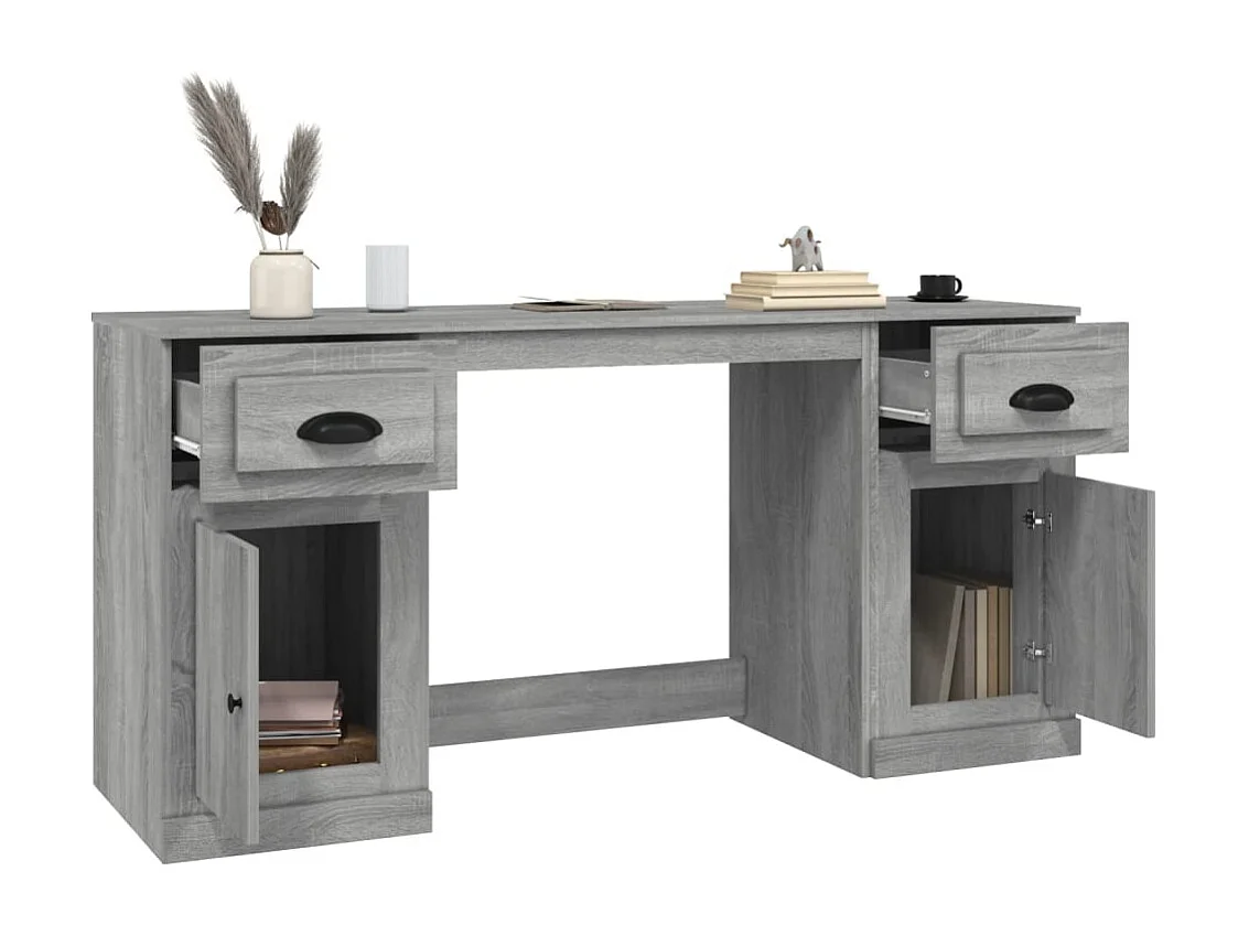 Hakan  Bureau avec armoire sonoma gris bois d'ingénierie
