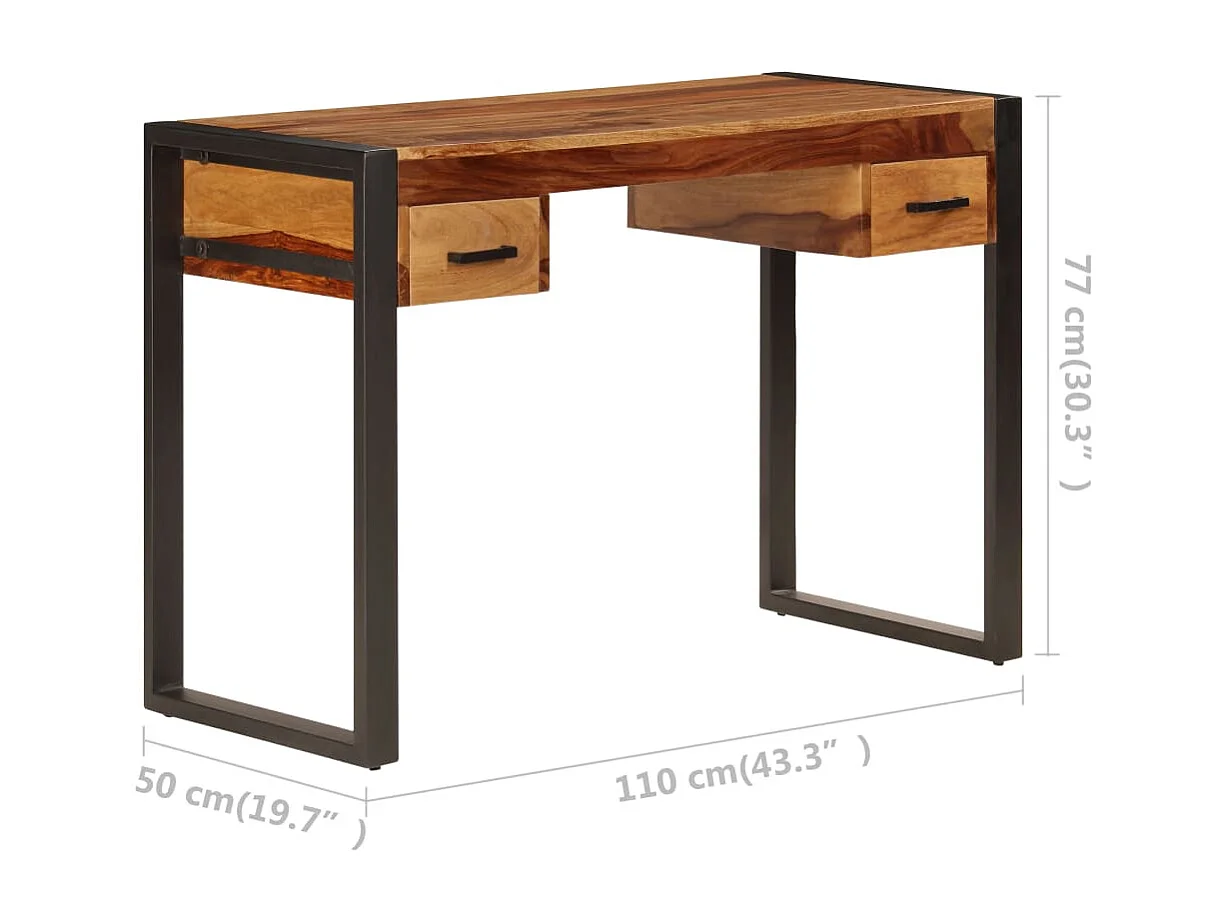 Benedetto  Bureau avec 2 tiroirs 110x50x77 cm Bois solide de Sesham