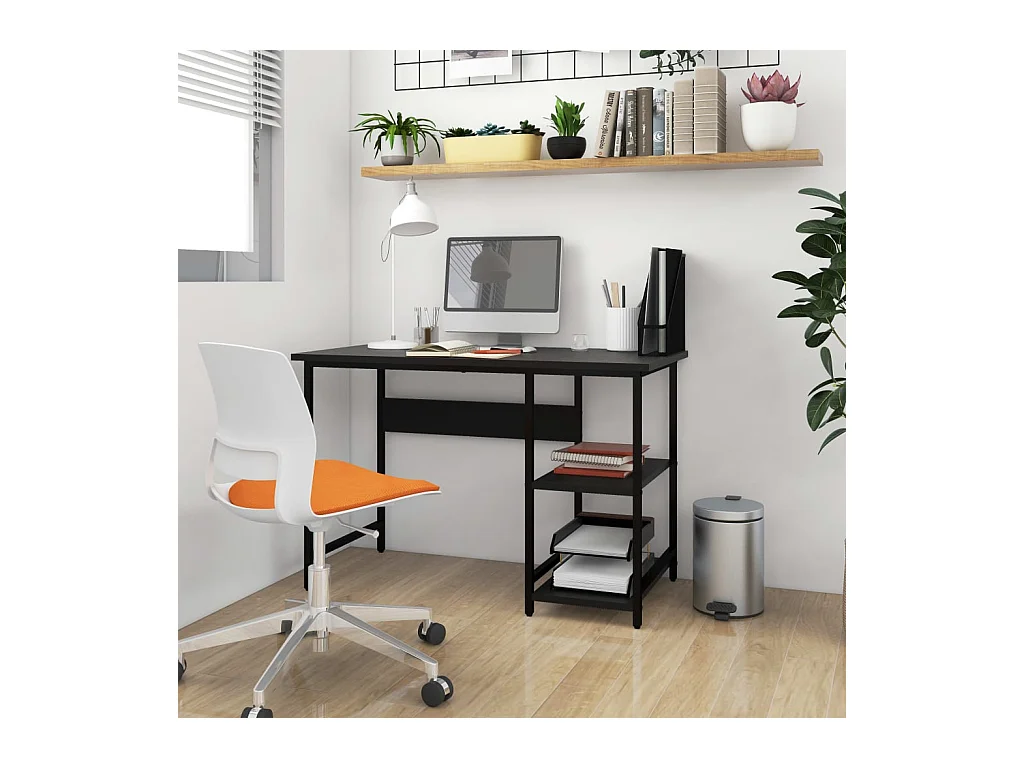 André-Léon  Bureau d'ordinateur Noir 105x55x72 cm MDF et métal