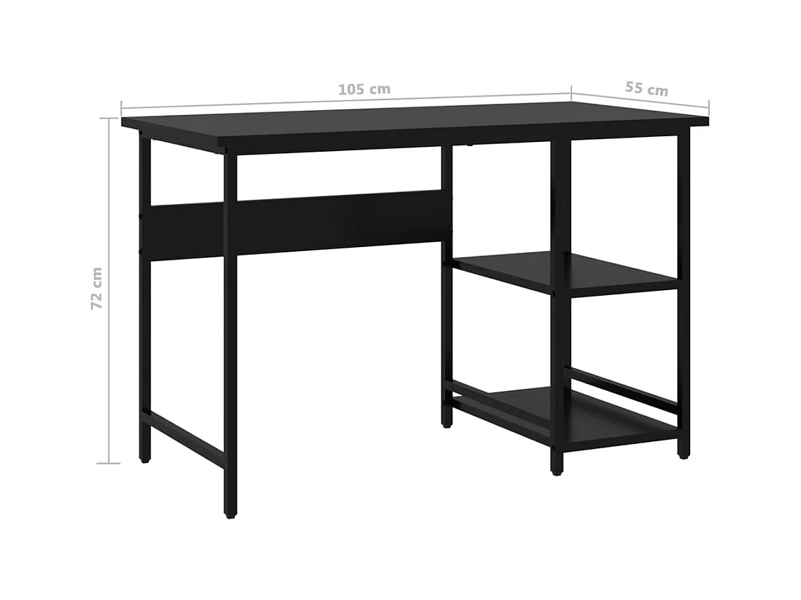 André-Léon  Bureau d'ordinateur Noir 105x55x72 cm MDF et métal