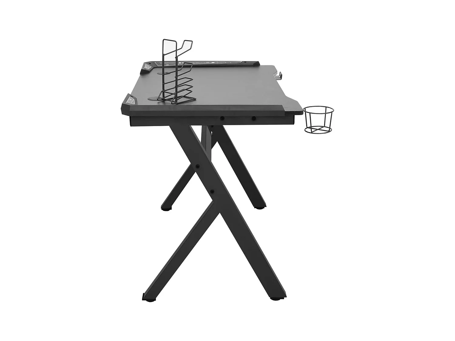 Tryggvin  Bureau de jeu à LED en forme de Y noir 110x60x75 cm