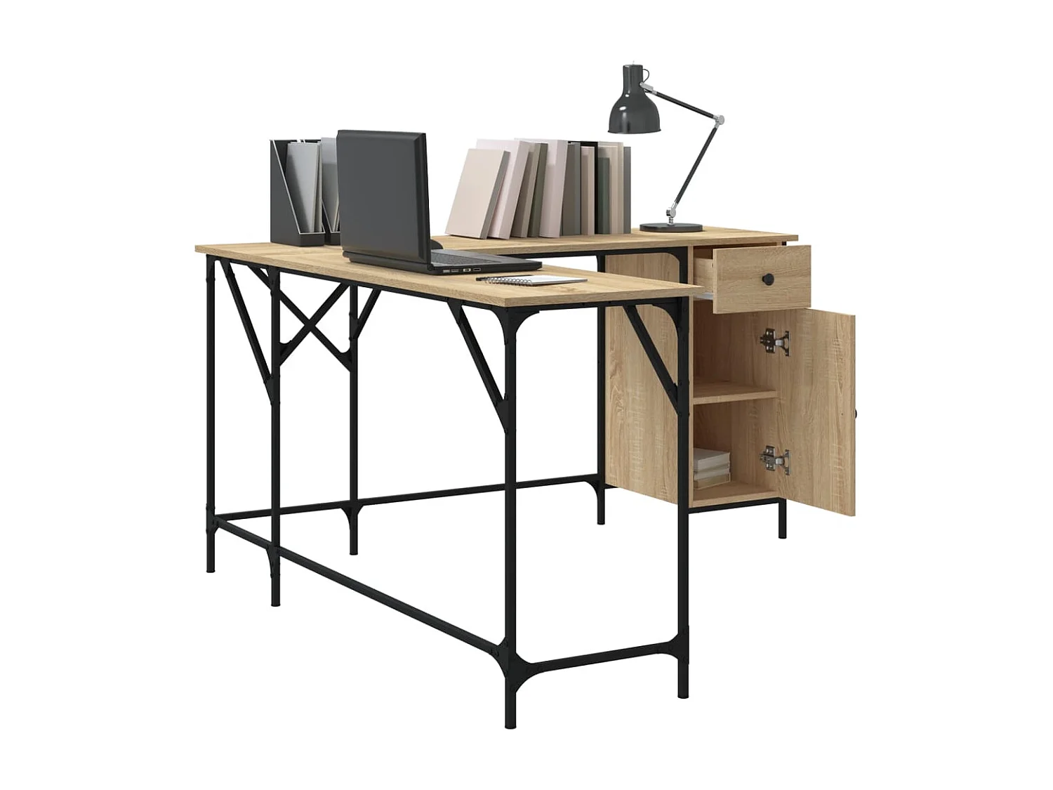 Nicklas  Bureau chêne sonoma 141x141x75 cm bois d'ingénierie