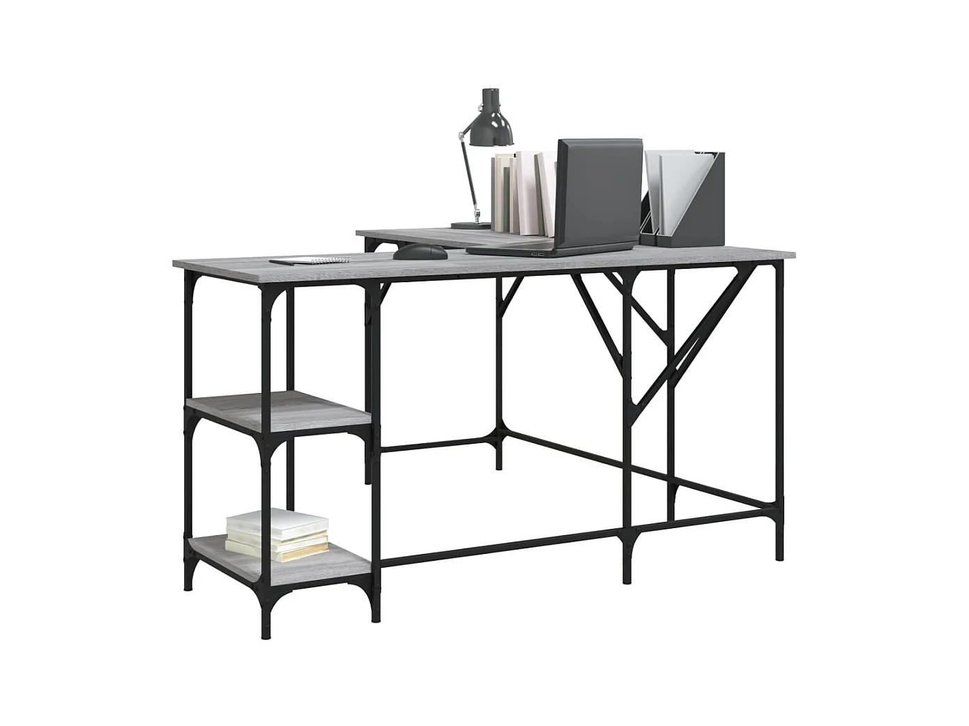 Selma  Bureau sonoma gris 139x139x75 cm bois d'ingénierie