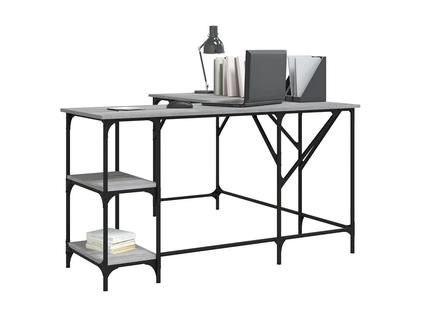 Selma  Bureau sonoma gris 139x139x75 cm bois d'ingénierie