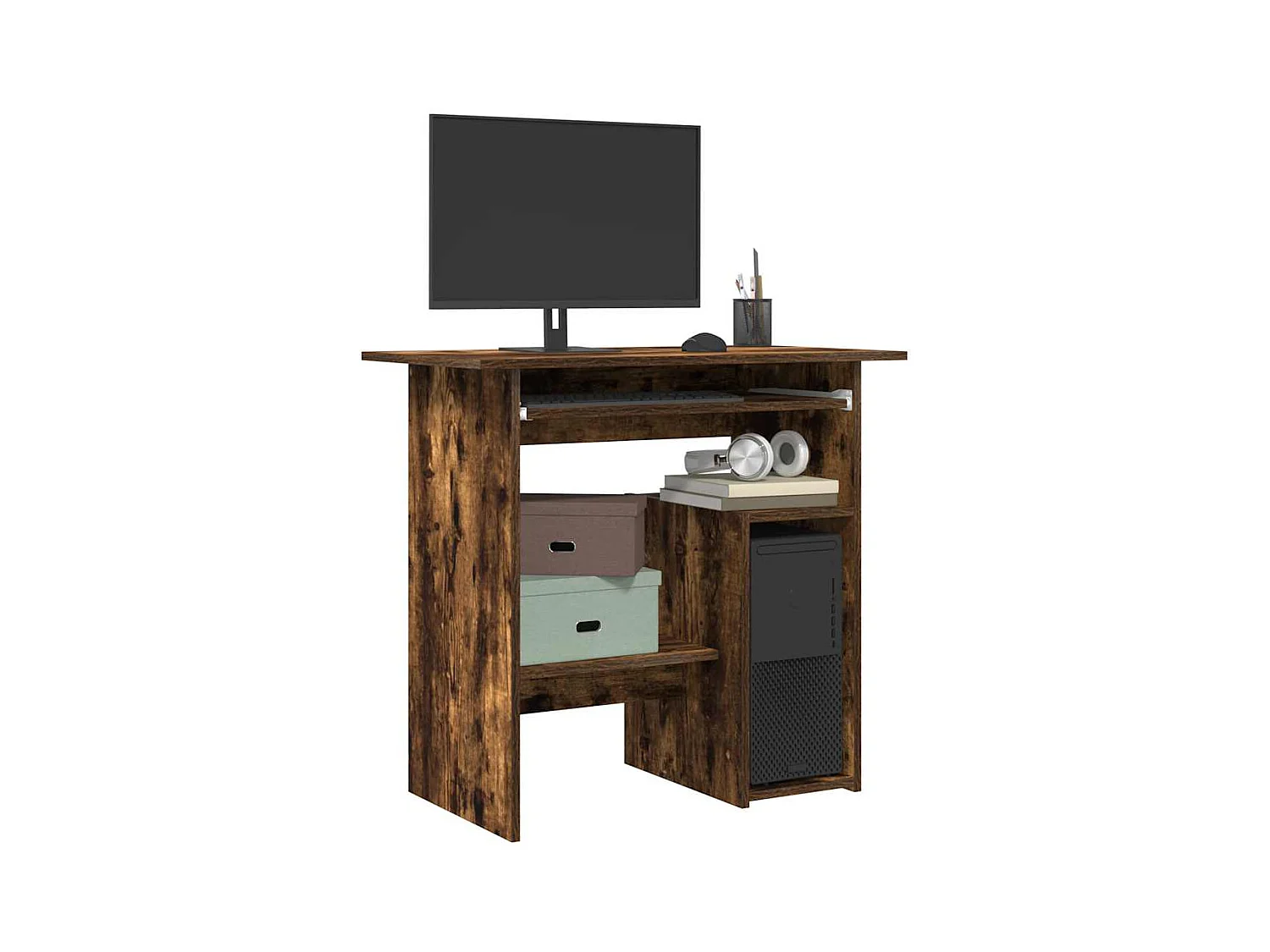Liza  Bureau Chêne fumé 80x45x74 cm Bois d'ingénierie