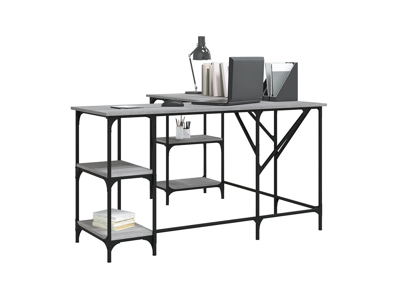 Amherst Junction  Bureau sonoma gris 139x139x75 cm bois d'ingénierie