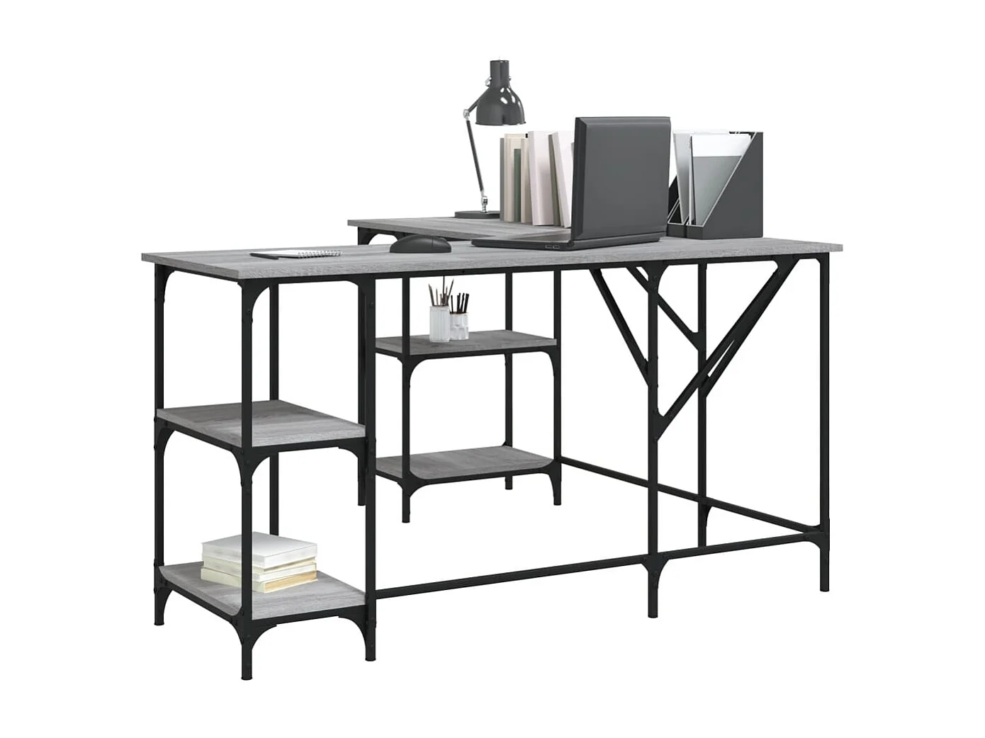 Amherst Junction  Bureau sonoma gris 139x139x75 cm bois d'ingénierie