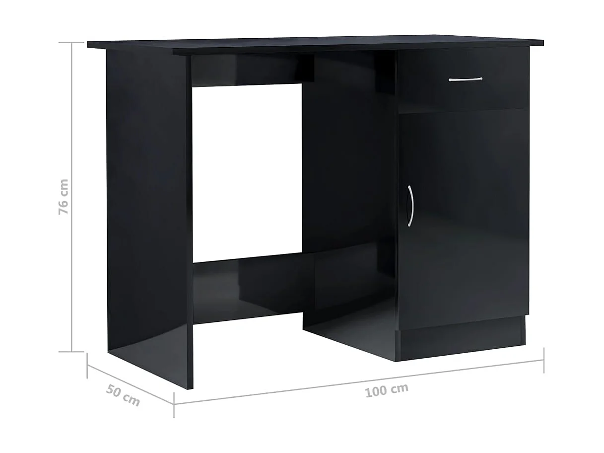 Adriano  Bureau Noir brillant 100 x 50 x 76 cm Aggloméré