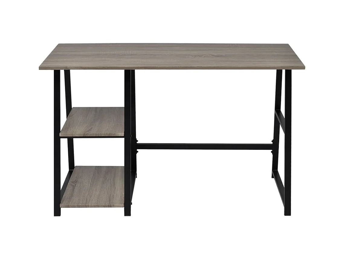 Garden Furniture -  Bureau avec 2 étagères Gris et chêne