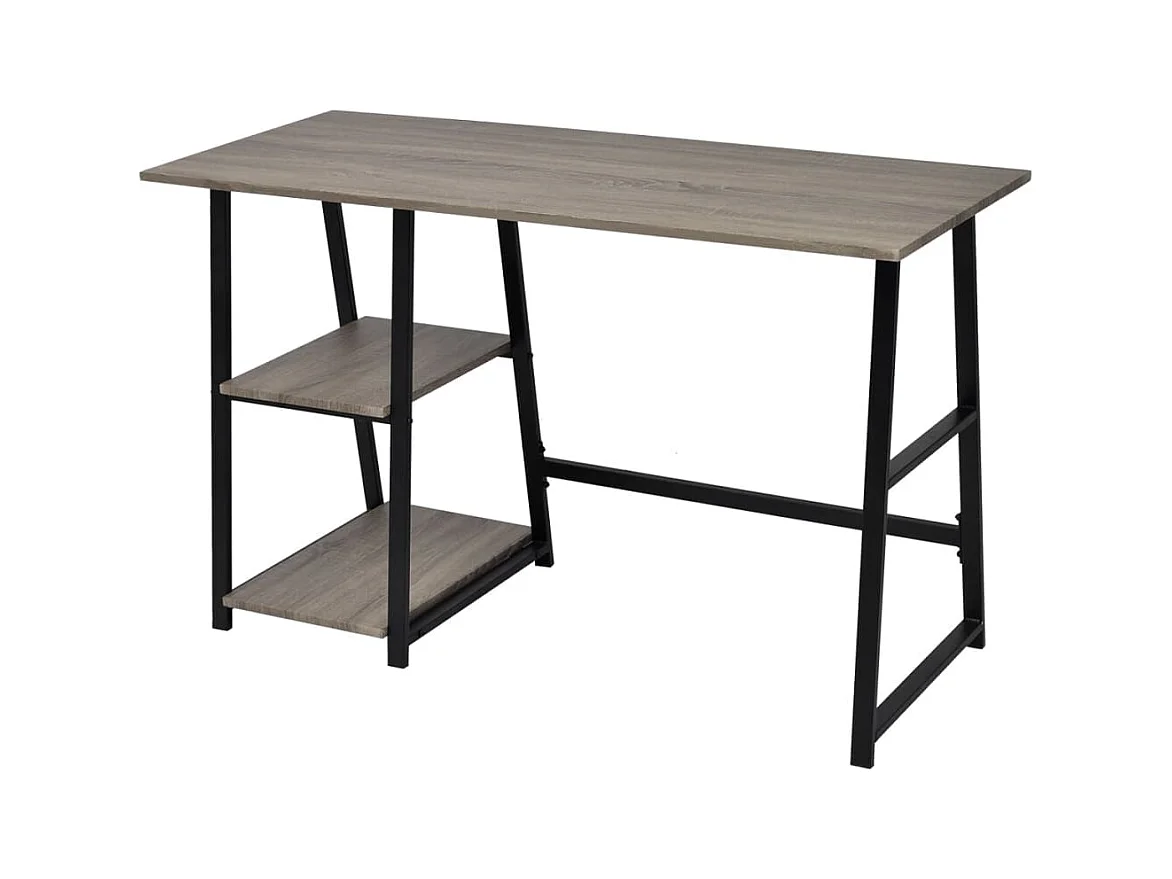 Garden Furniture -  Bureau avec 2 étagères Gris et chêne