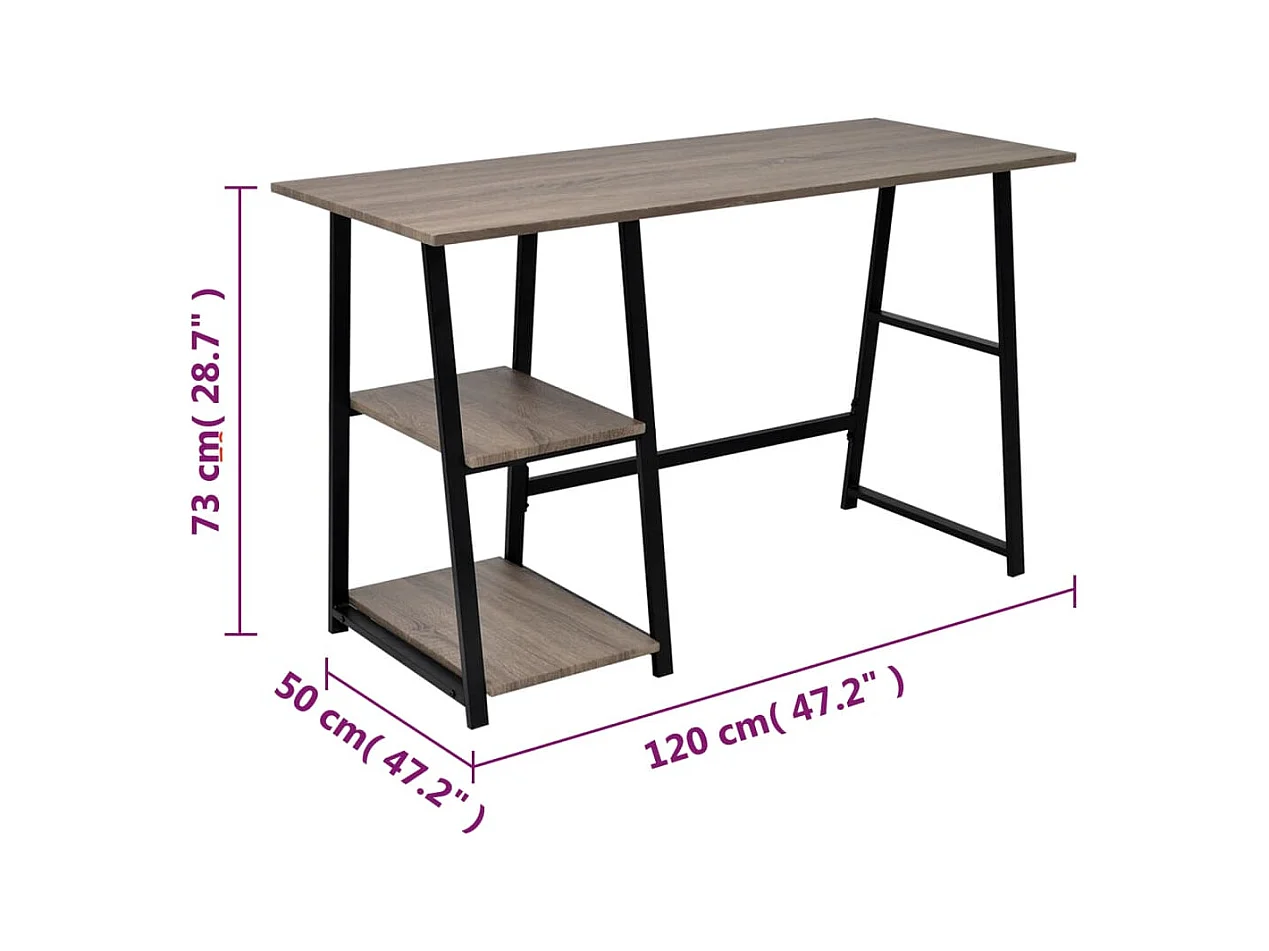Garden Furniture -  Bureau avec 2 étagères Gris et chêne