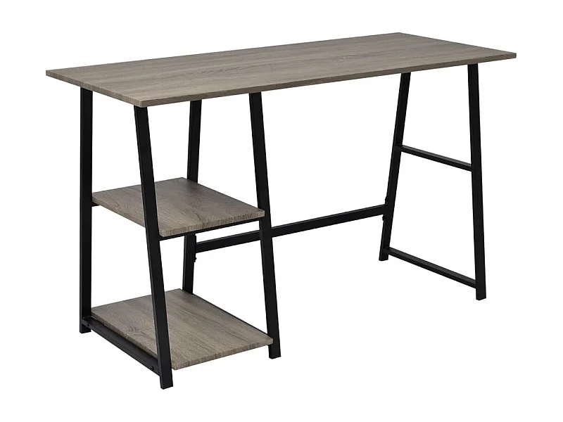 Garden Furniture -  Bureau met 2 schappen grijs en eikenkleurig